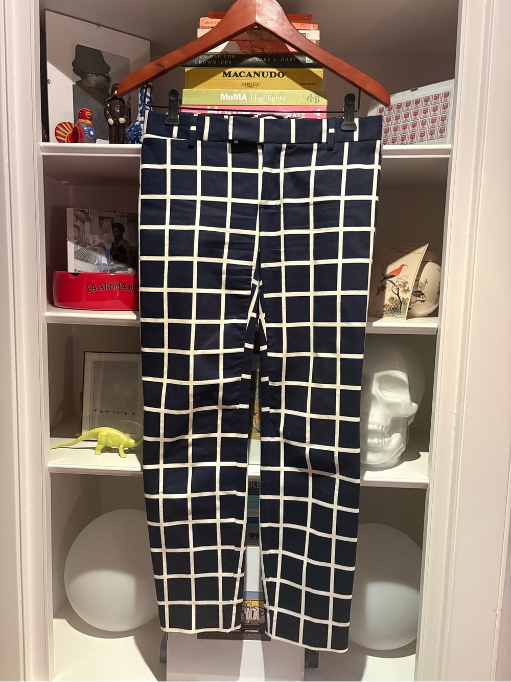 GAP Navy Pants with White Windowpane Grid